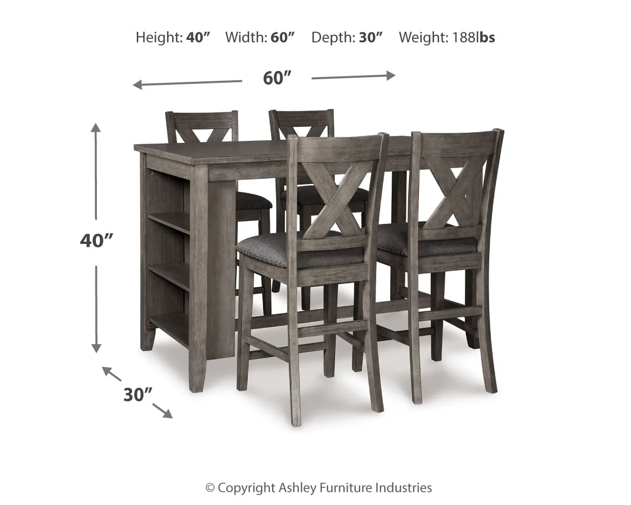 Caitbrook Counter Height Dining Table And 4 Bar Stools