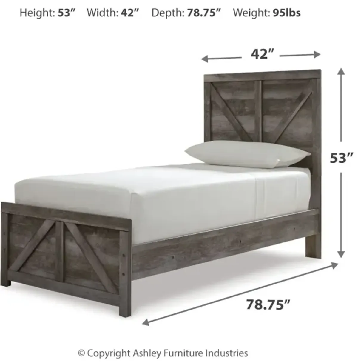 Wynnlow Twin Crossbuck Panel Bed