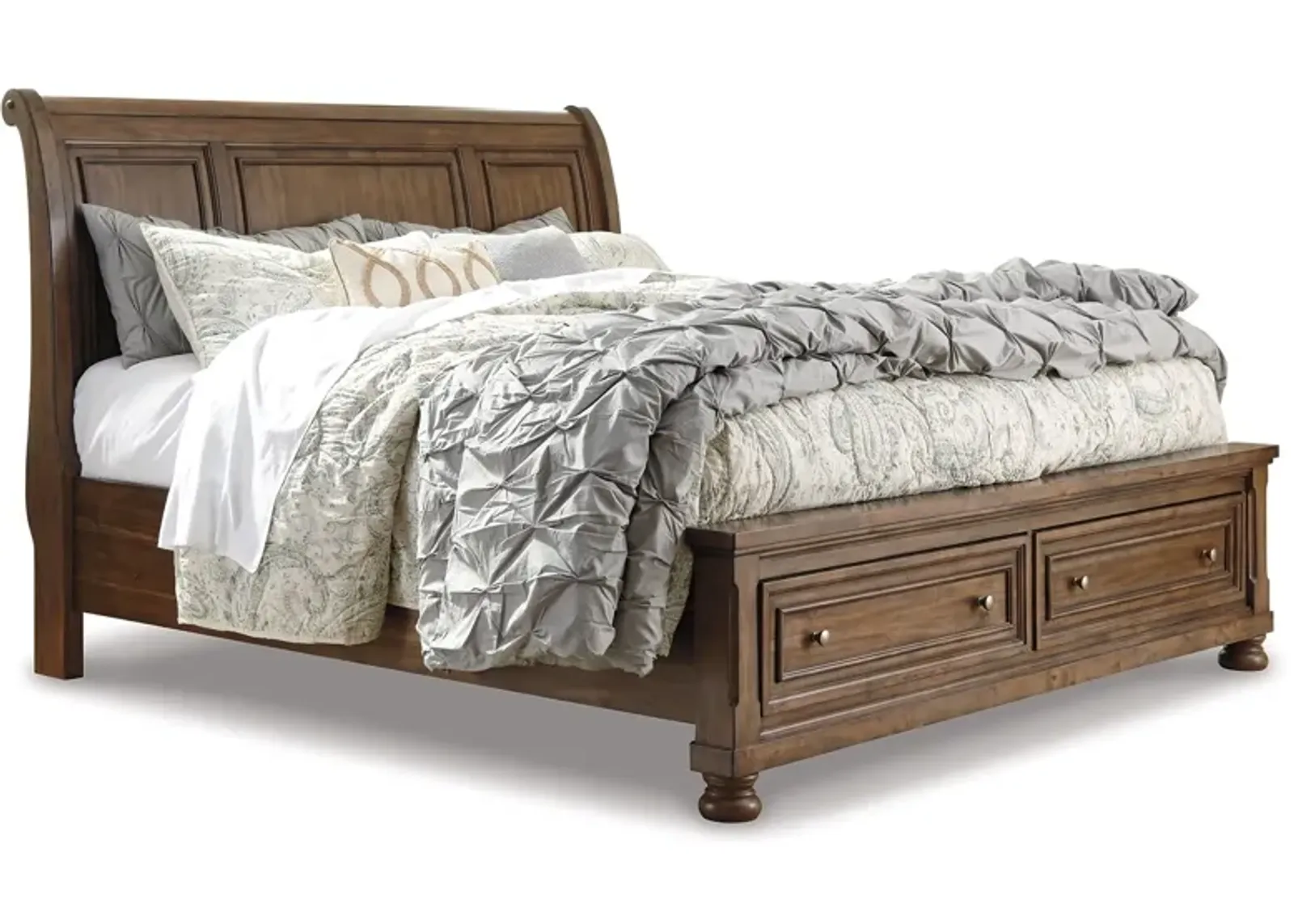 Flynnter Queen Sleigh Bed With 2 Storage Drawers