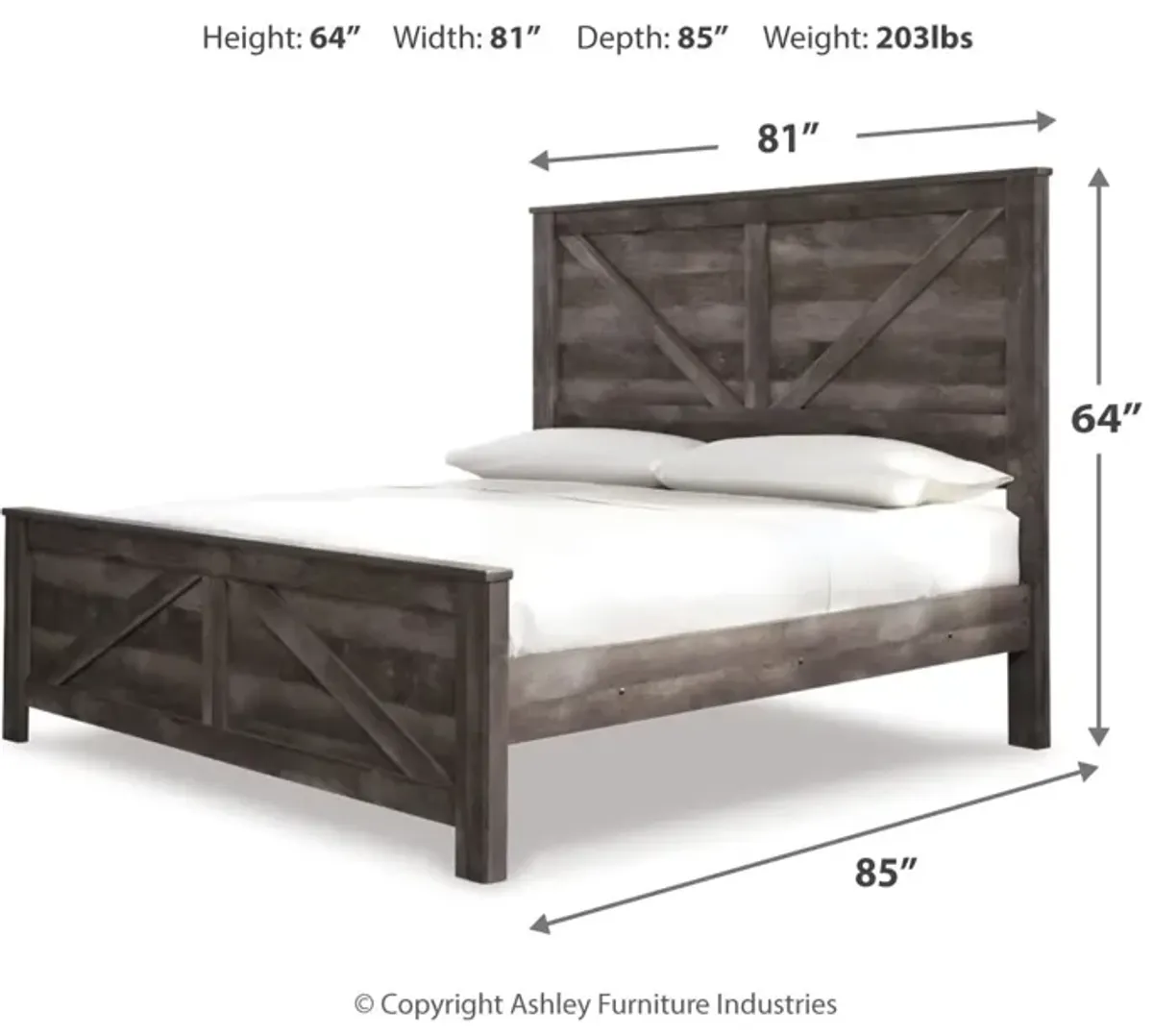 Wynnlow King Crossbuck Panel Bed