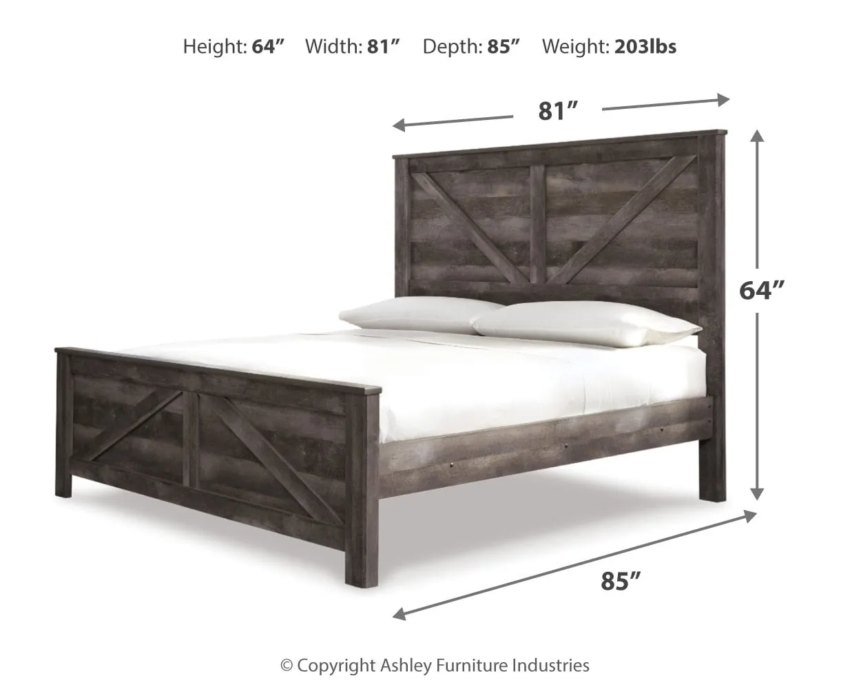 Wynnlow King Crossbuck Panel Bed