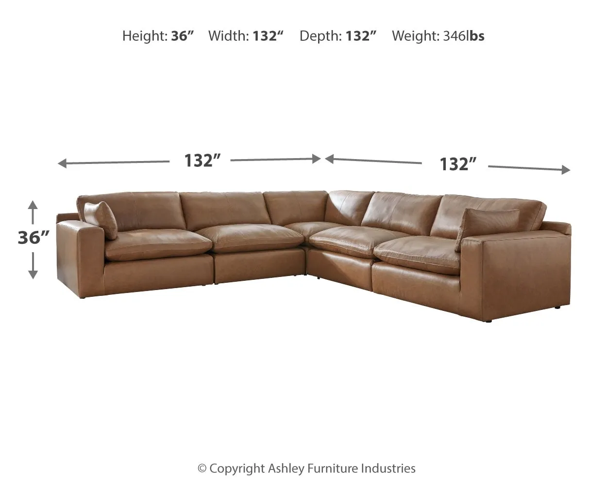 Emilia 5-Piece Leather Sectional