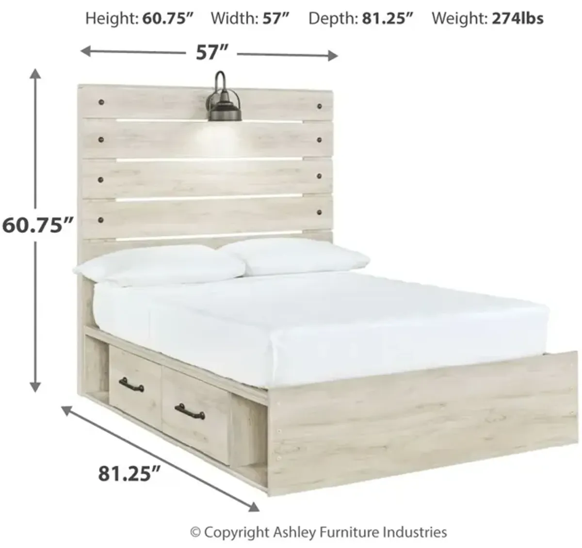 Cambeck Full Panel Bed With 4 Storage Drawers