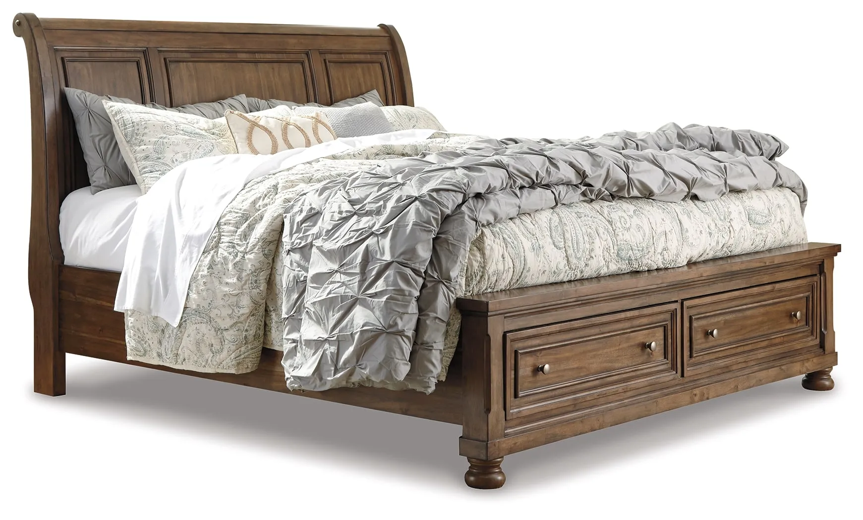 Flynnter King Sleigh Bed With 2 Storage Drawers