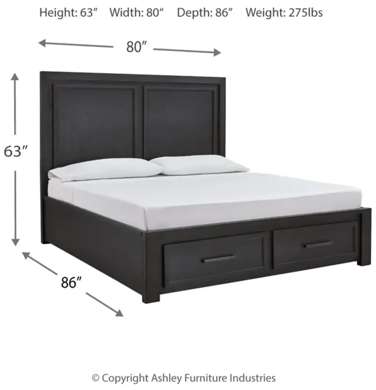 Foyland King Panel Storage Bed