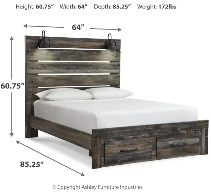 Drystan Queen Panel Bed With 2 Storage Drawers