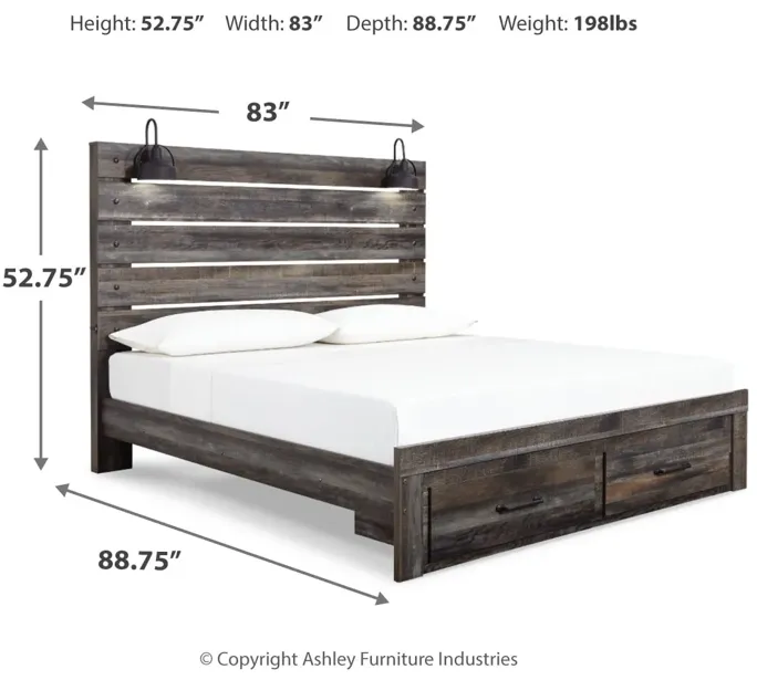 Drystan King Panel Bed With 2 Storage Drawers