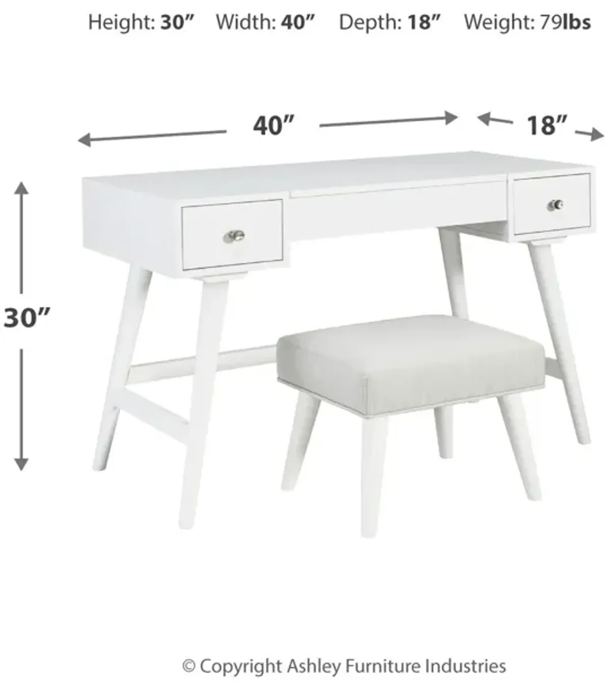 Thadamere Vanity With Stool