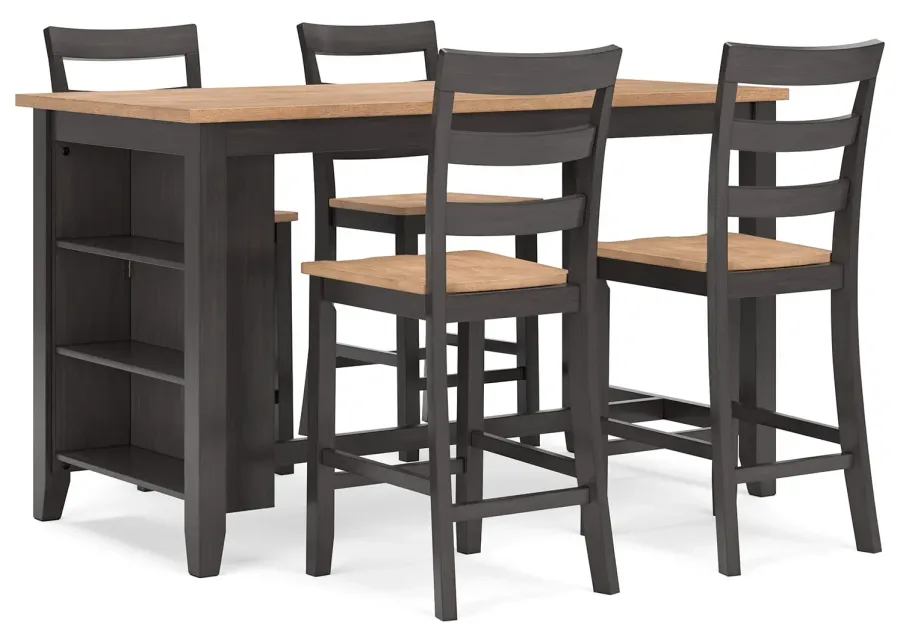 Gesthaven 5-Pc Counter Height Dining Set With Bookcase Table