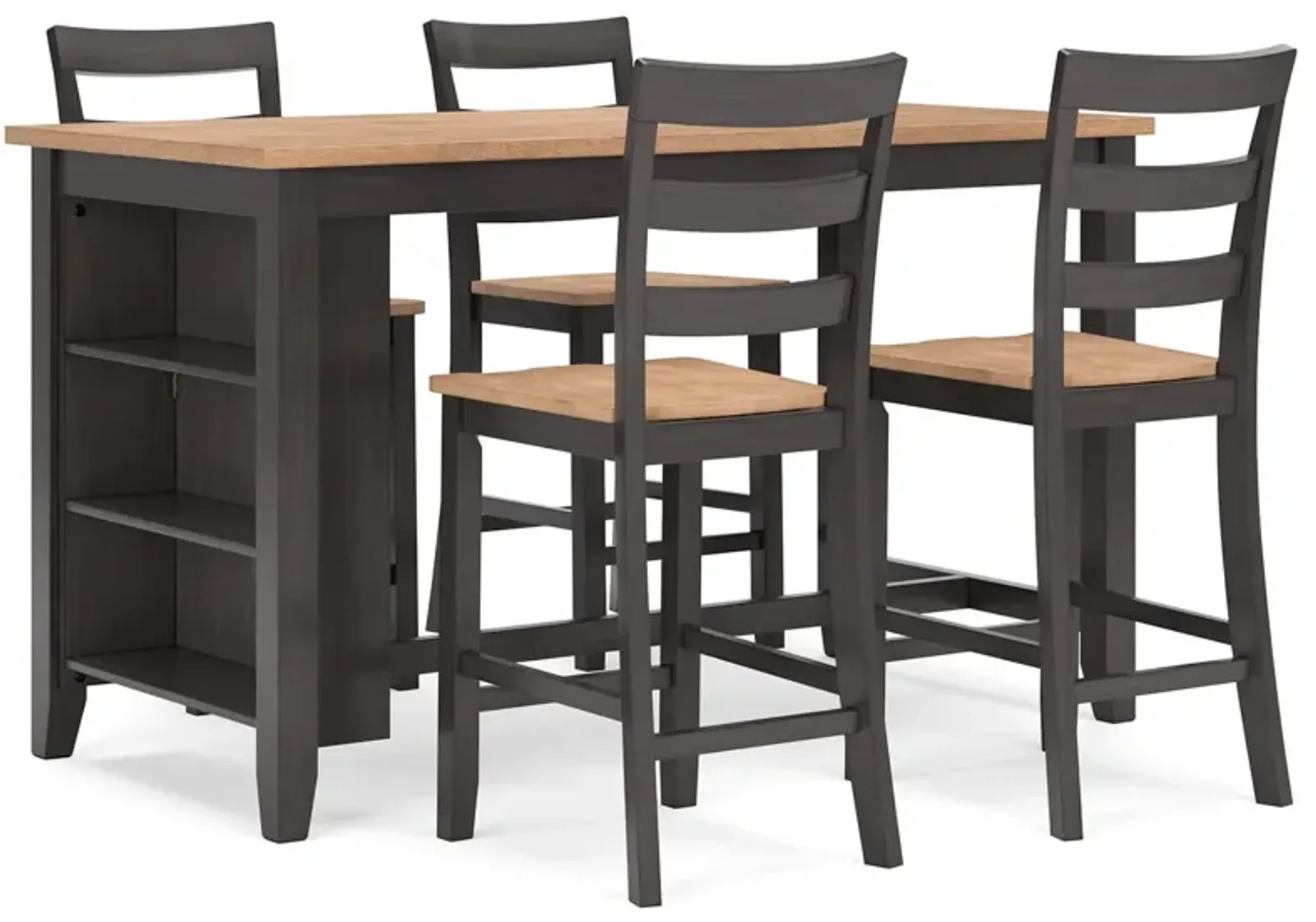 Gesthaven 5-Pc Counter Height Dining Set With Bookcase Table