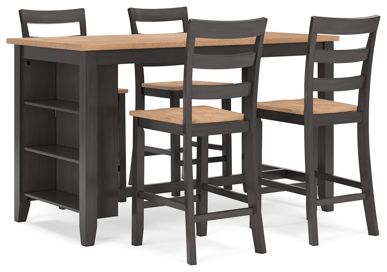 Gesthaven 5-Pc Counter Height Dining Set With Bookcase Table