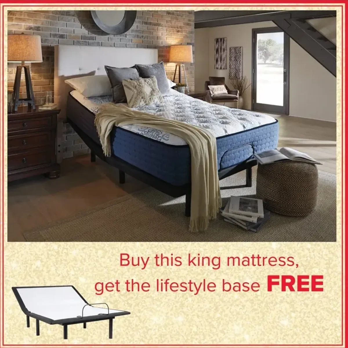 Luxury Quilted Plush King Mattress With Free Adjustable Base