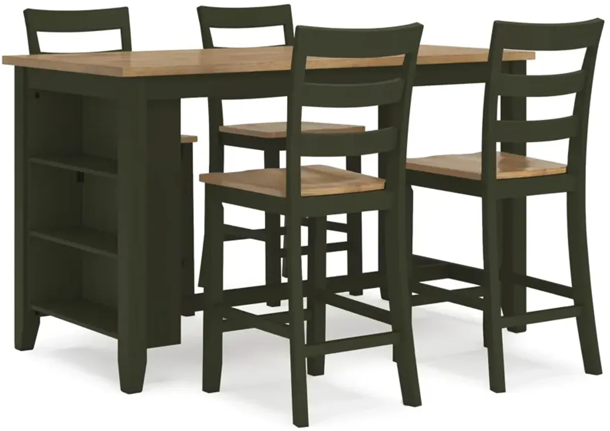 Gesthaven 5-Pc Counter Height Dining Set With Bookcase Table