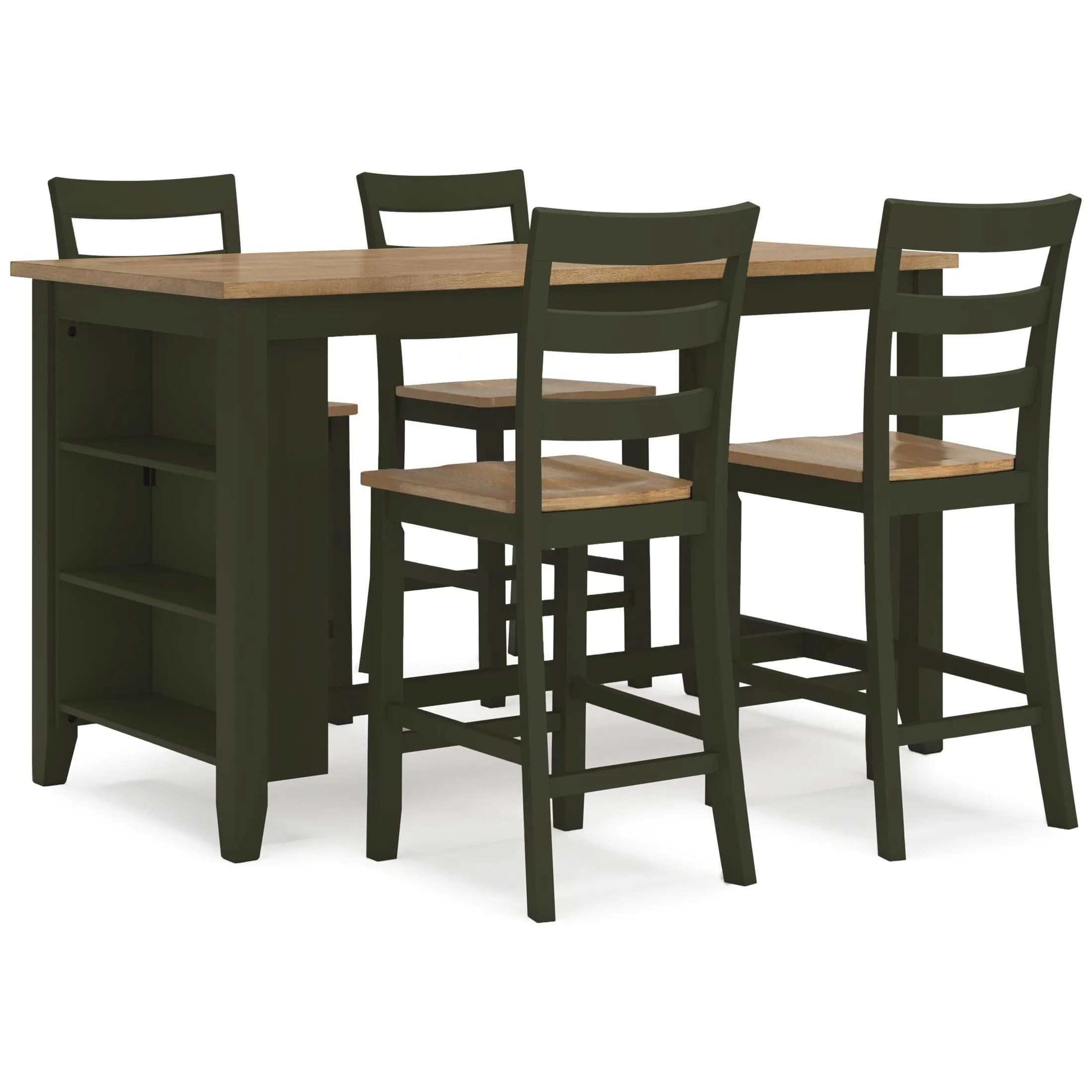 Gesthaven 5-Pc Counter Height Dining Set With Bookcase Table