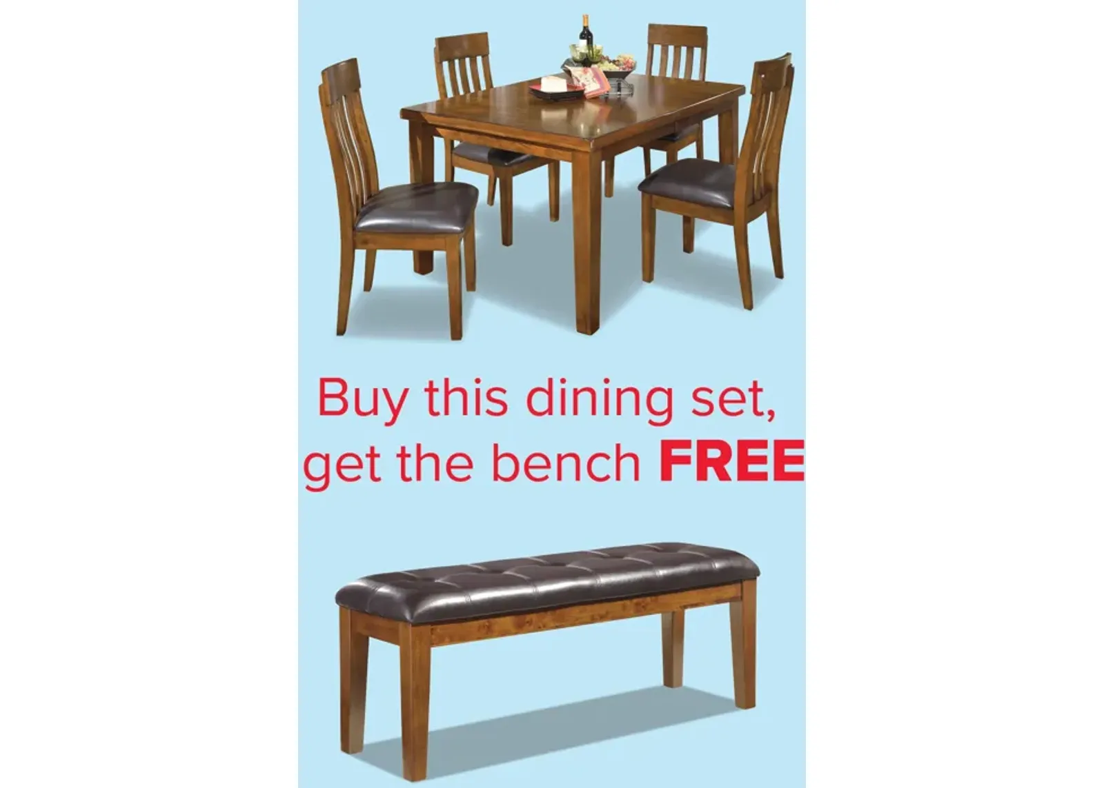 Ralene 5-Piece Dining Set And Free Bench