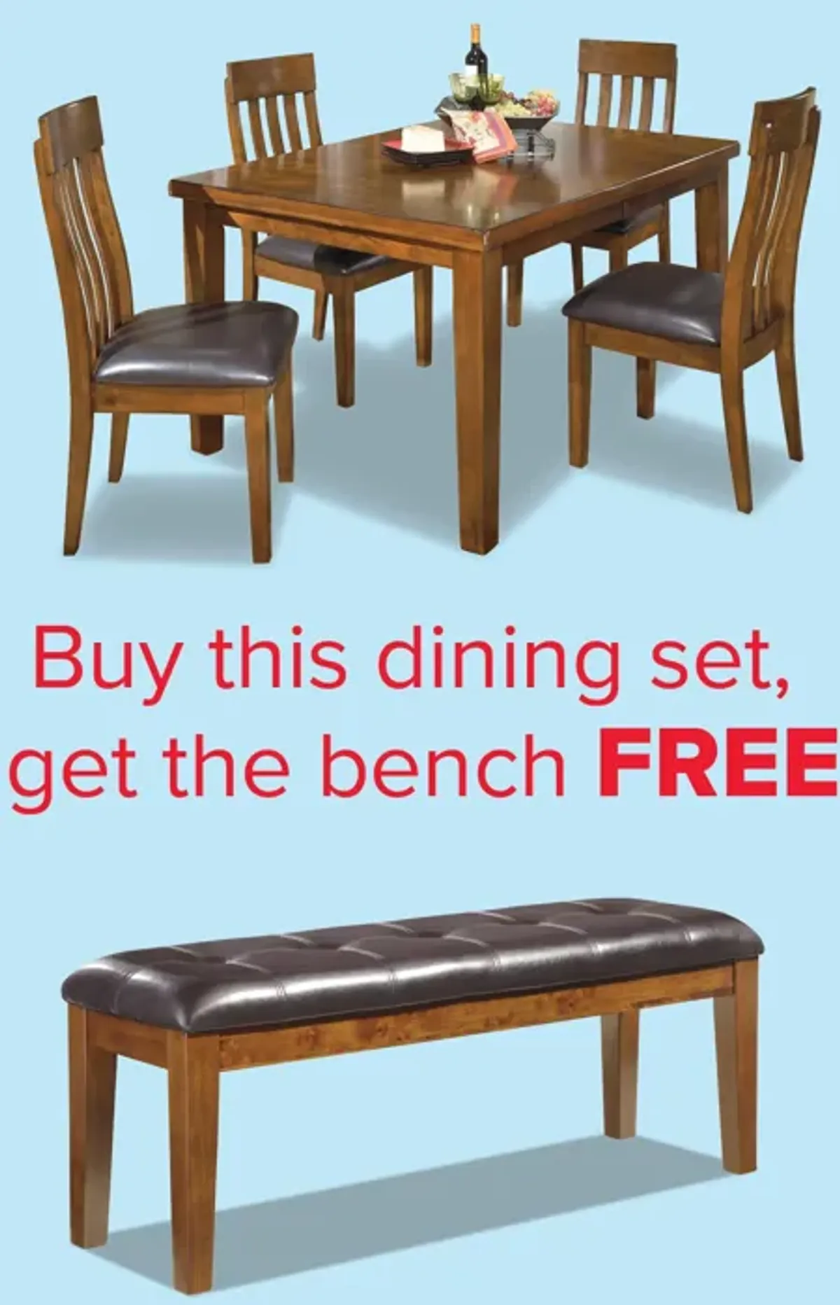 Ralene 5-Piece Dining Set And Free Bench