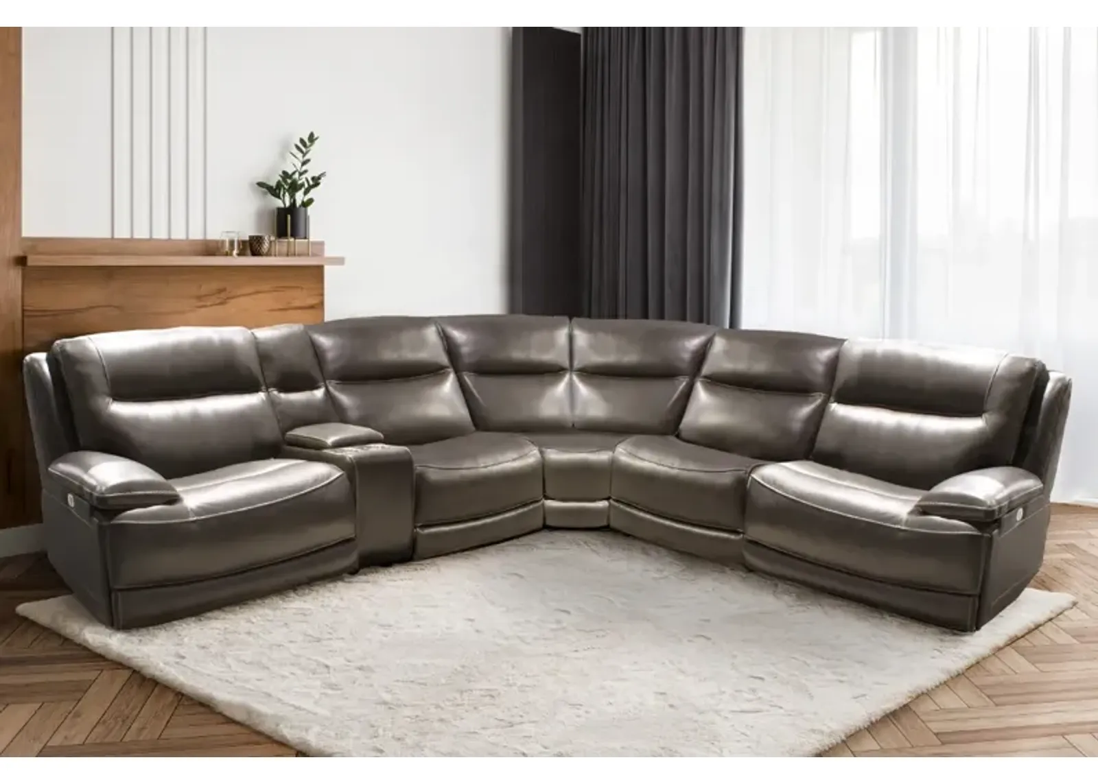 Terry 6-Piece Power Leather Sectional