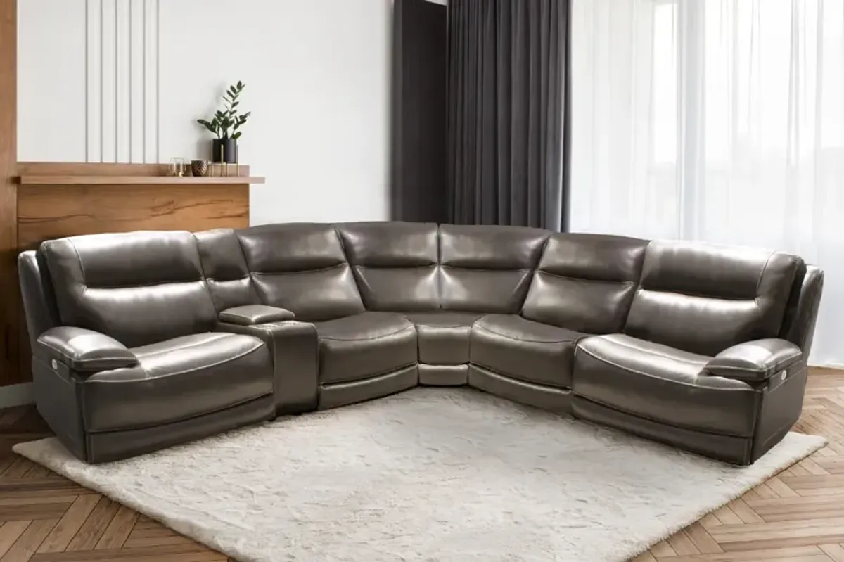 Terry 6-Piece Power Leather Sectional