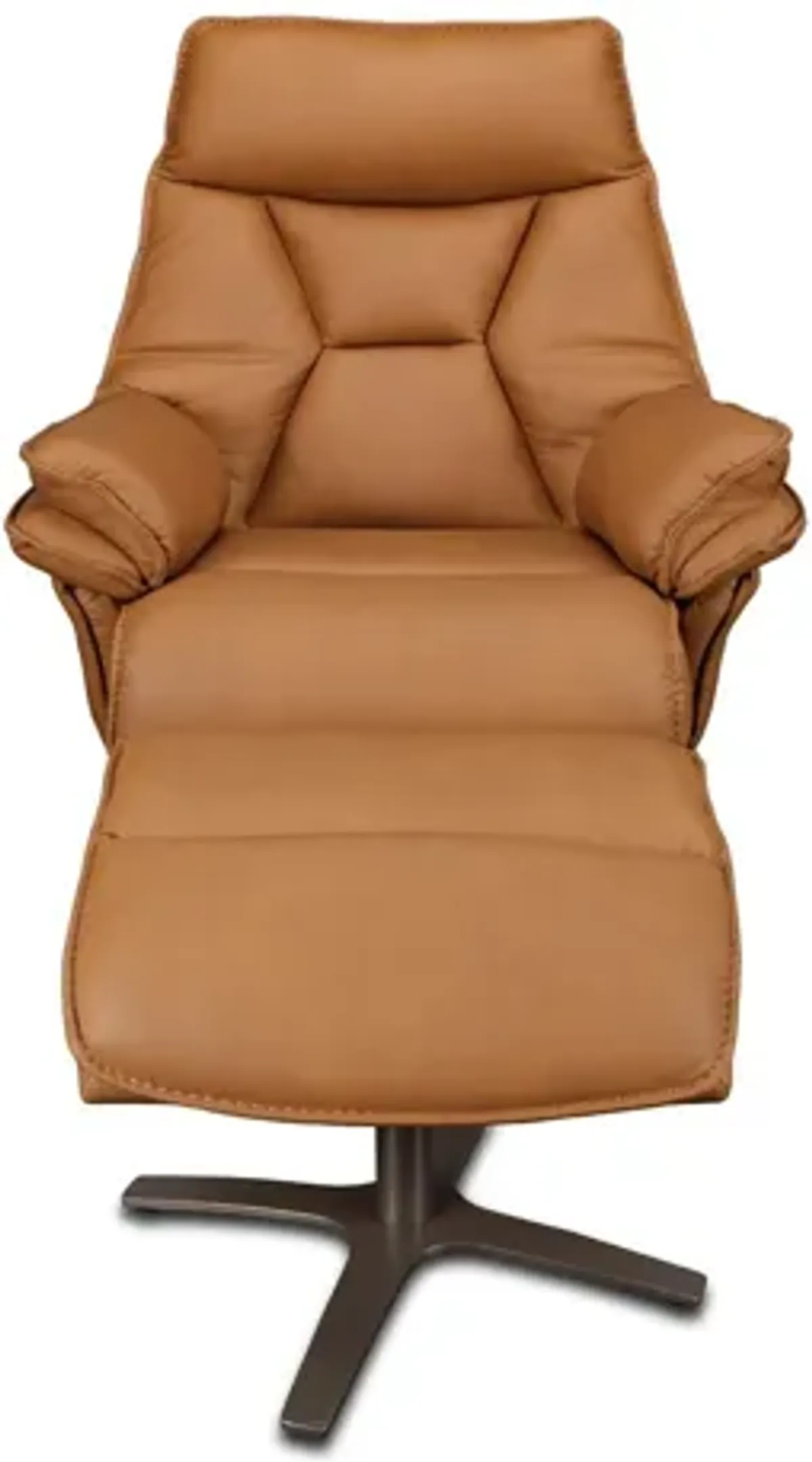 Euro Leather Wall Hugger Power Recliner With Ottoman