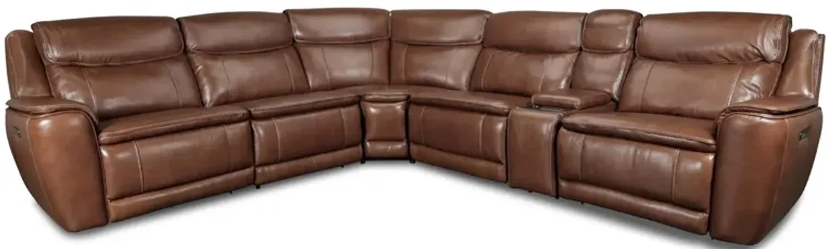 Davies 6Pc Leather Power Reclining Sectional