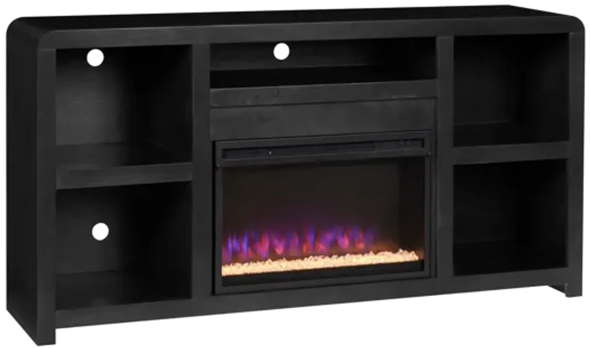 Troy 66" Glass And Log Variants Fireplace Console