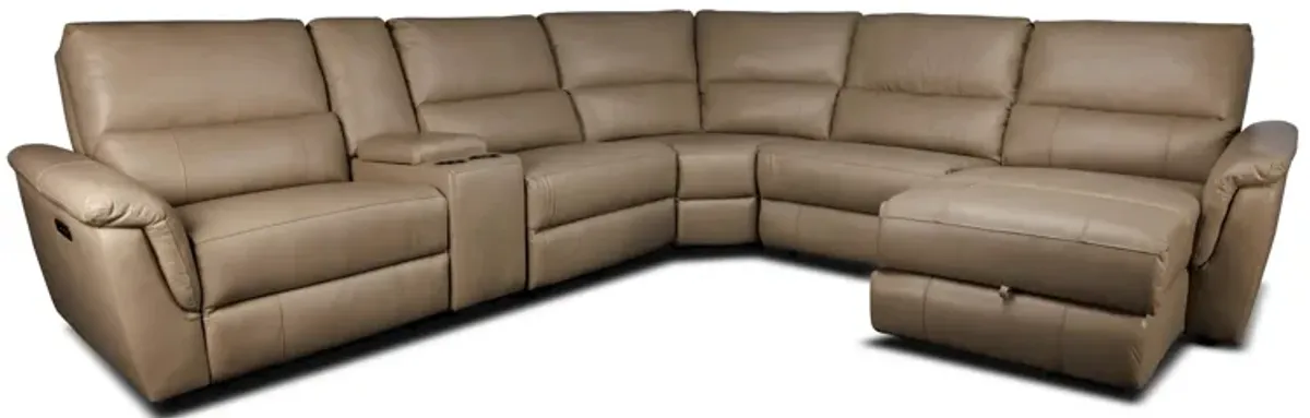 Venus 6-Pc Leather Power Sectional