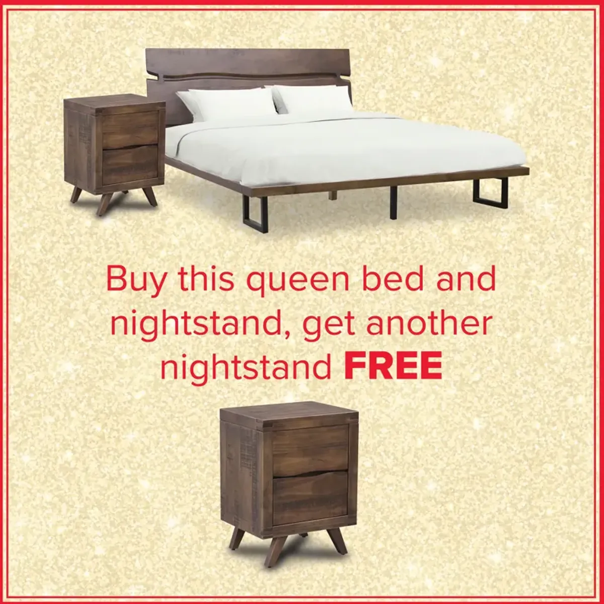 Pacific Queen Bed, Nightstand And Free Nightstand