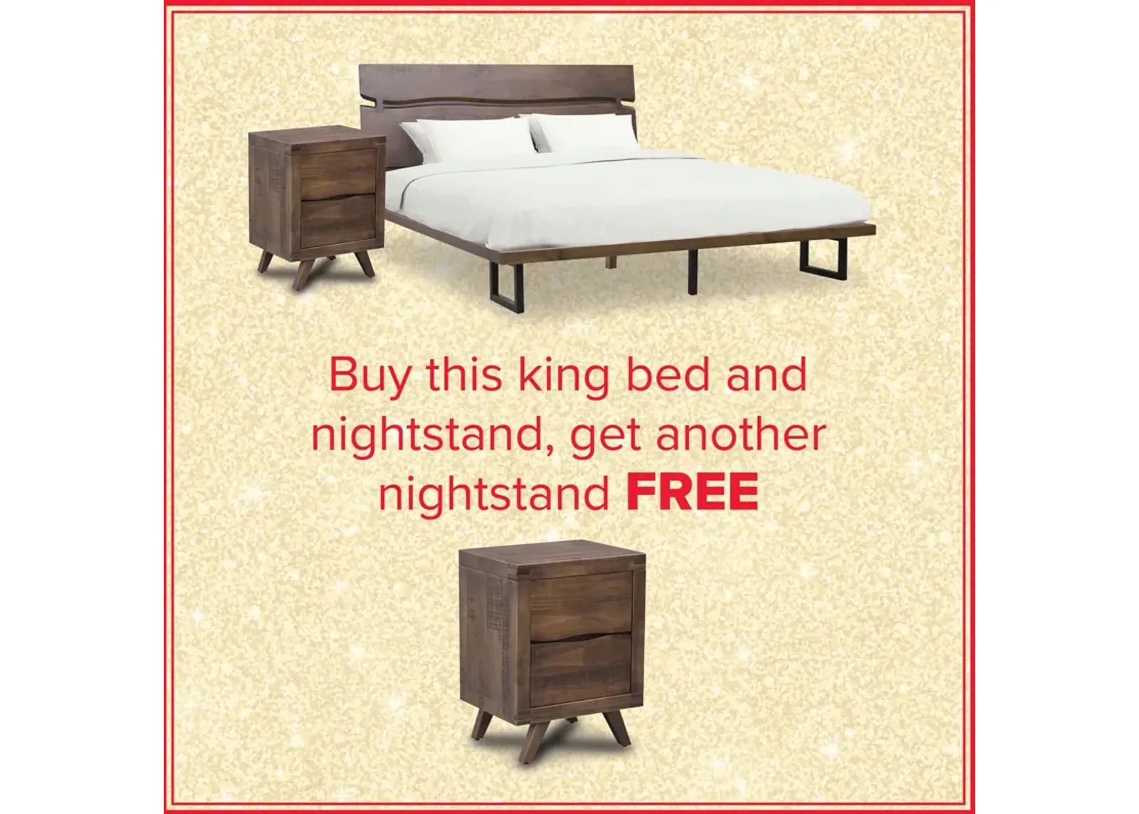 Pacific King Bed, Nightstand And Free Nightstand