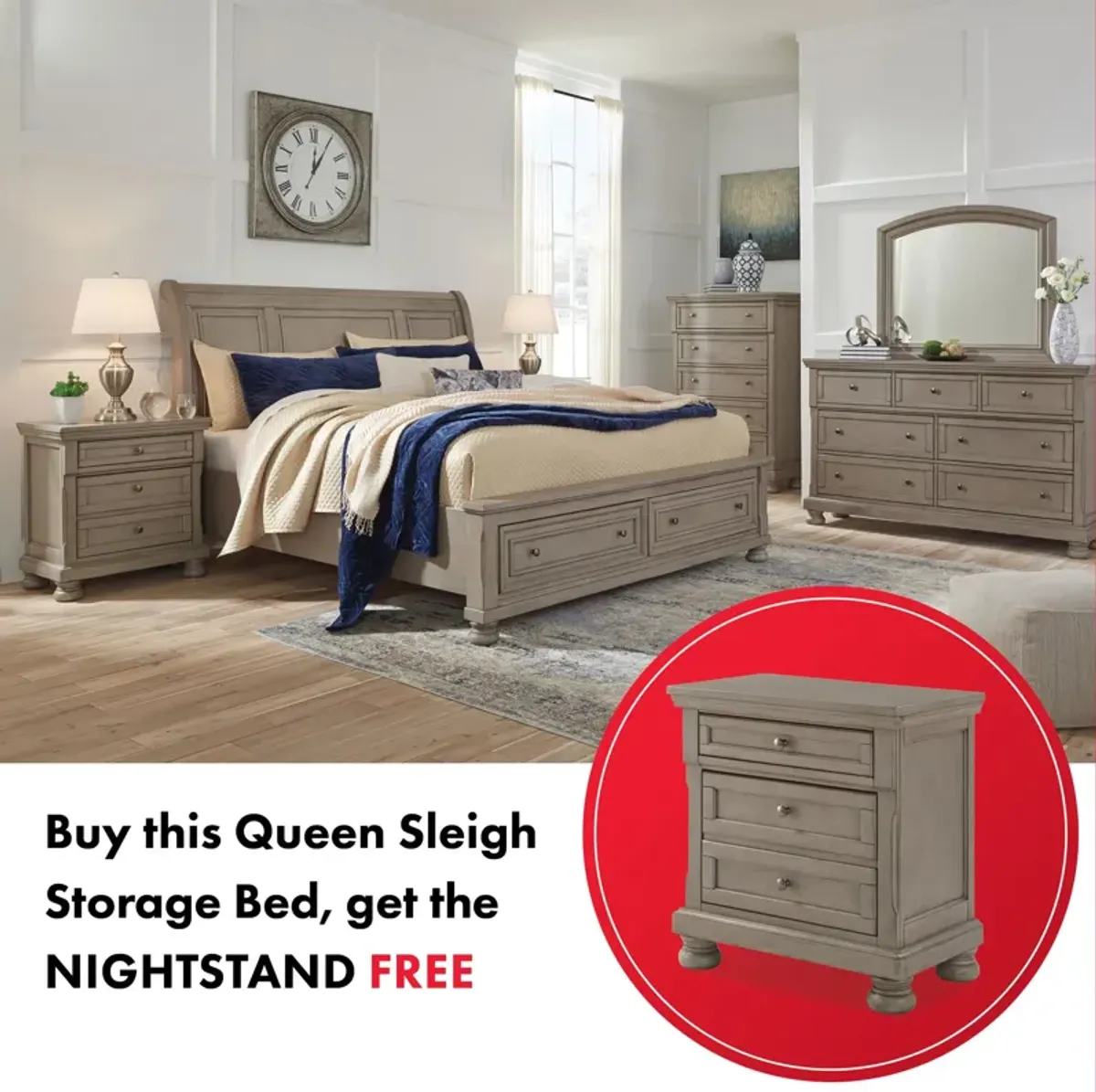 Lettner Queen Storage Bed With Free Nightstand!