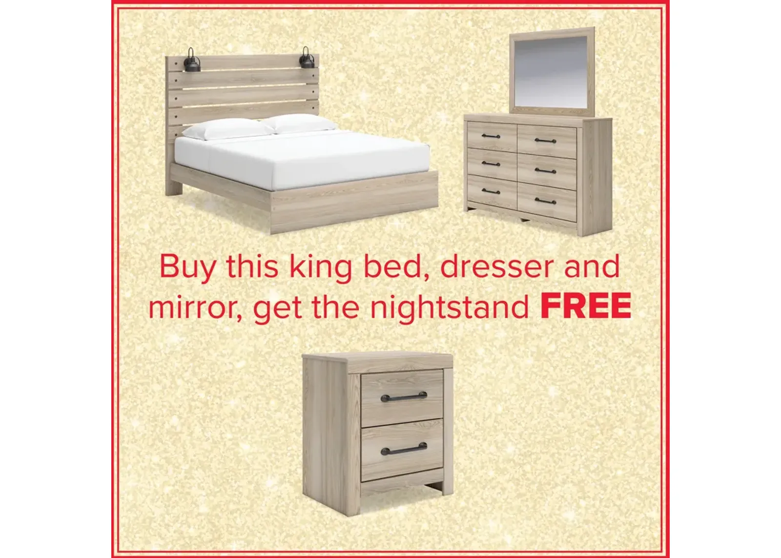 Senbry King Bed, Dresser, Mirror And Free Nightstand