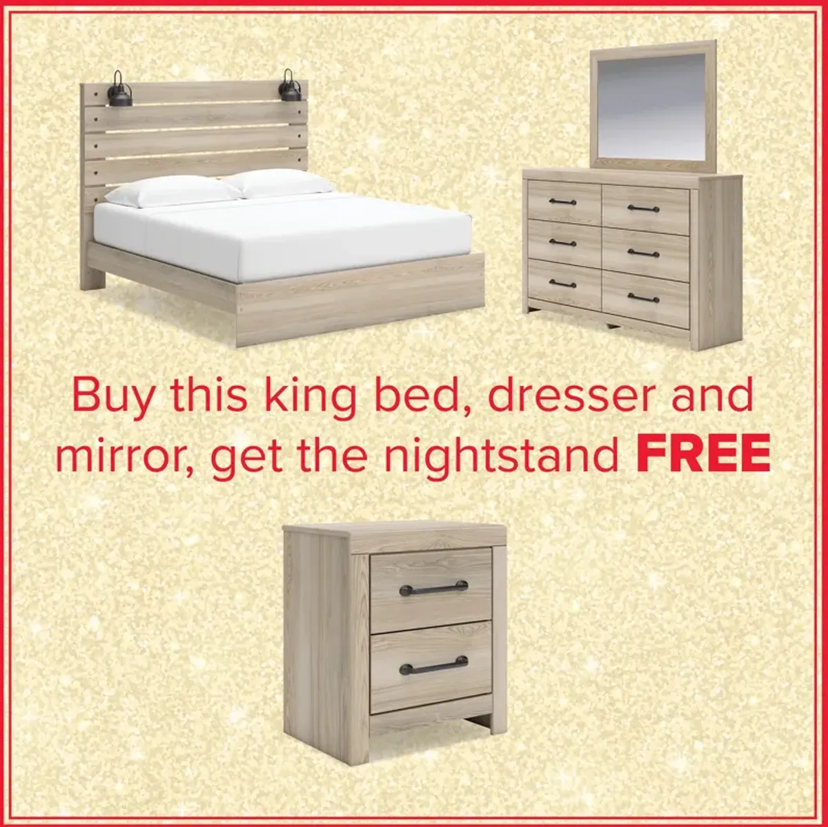 Senbry King Bed, Dresser, Mirror And Free Nightstand