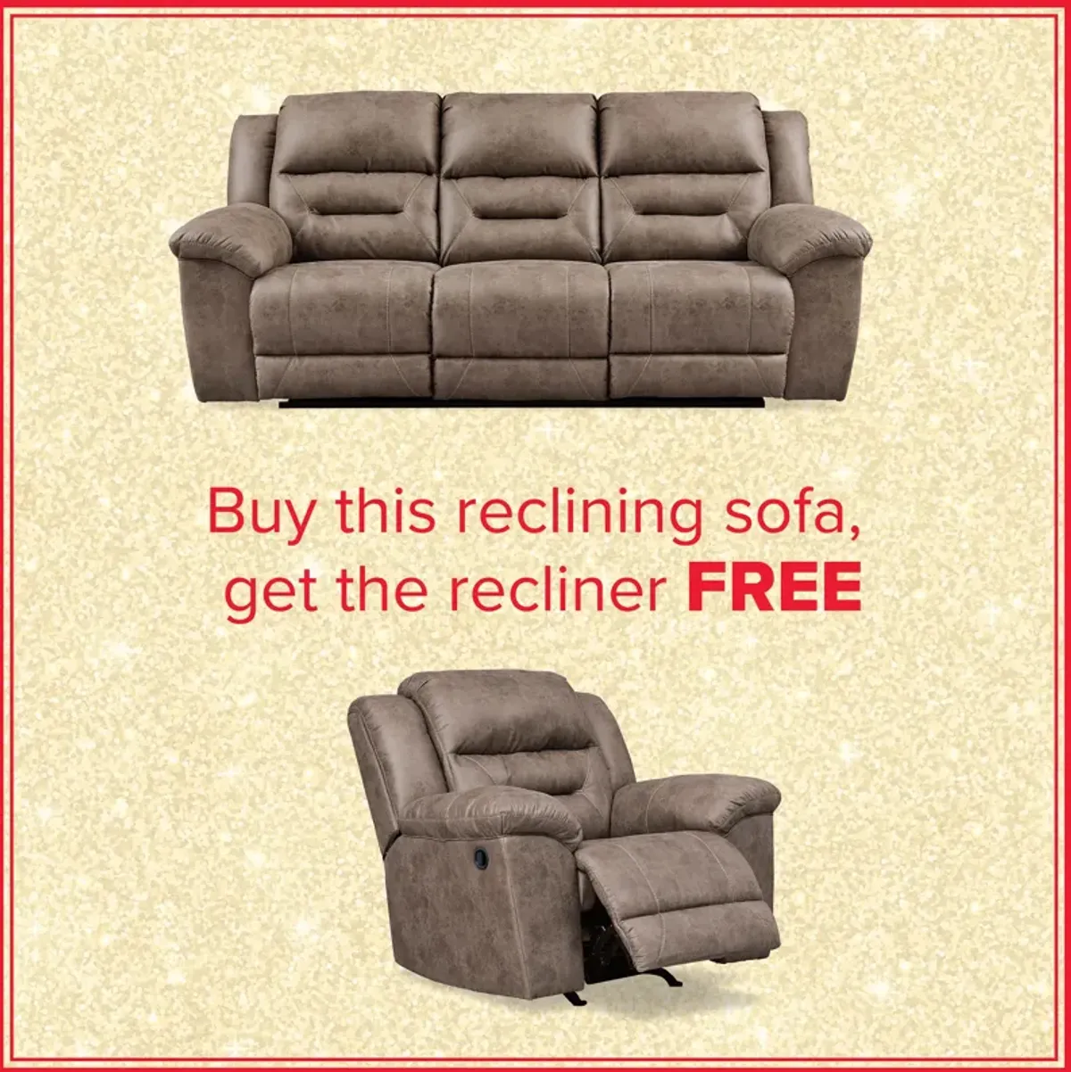 Stoneland Power Reclining Sofa And Free Recliner