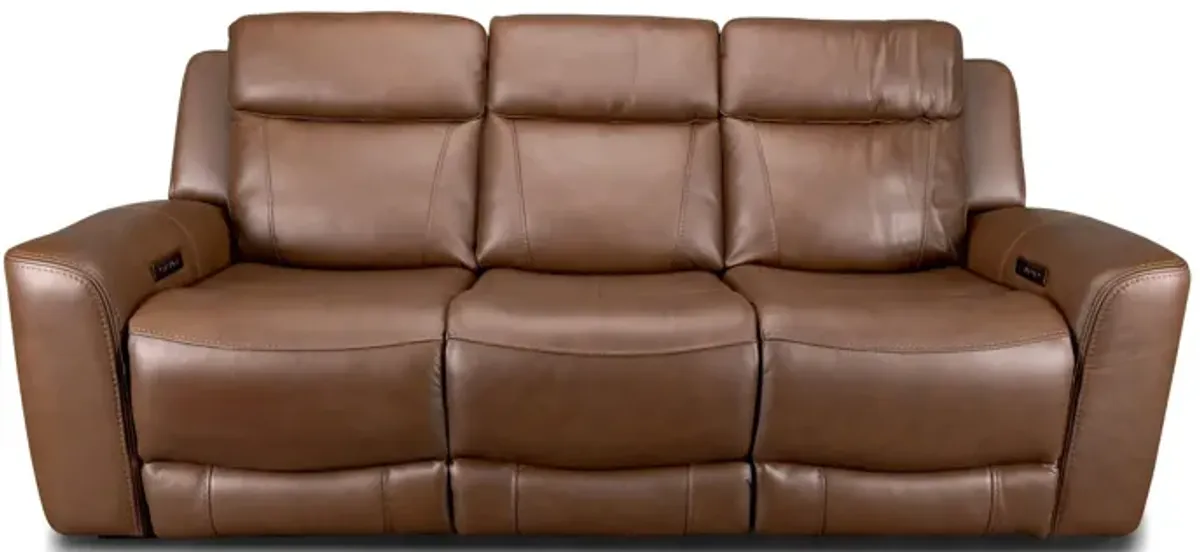 Cocoa Leather Power Reclining Sofa