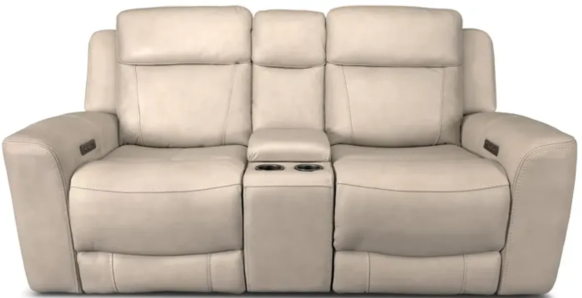 Cocoa Leather Power Reclining Loveseat