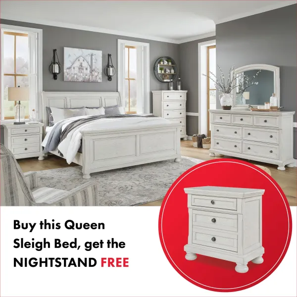 Robbinsdale Queen Sleigh Bed With Free Nightstand!