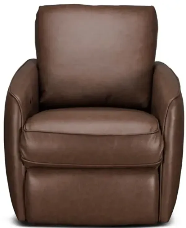 Maple Leather Power Swivel Recliner