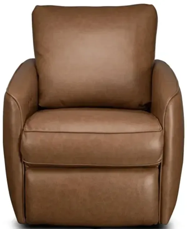 Maple Leather Power Swivel Recliner