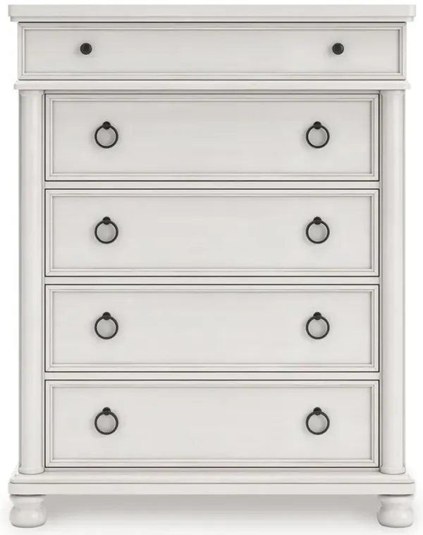 Chadworth Antique White 5 Drawer Chest