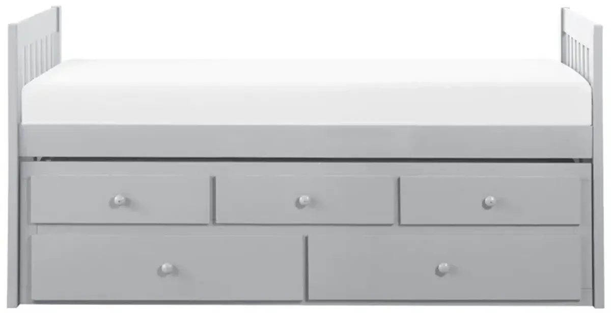 Rowen Twin Over Twin Captain Trundle Bed Gray