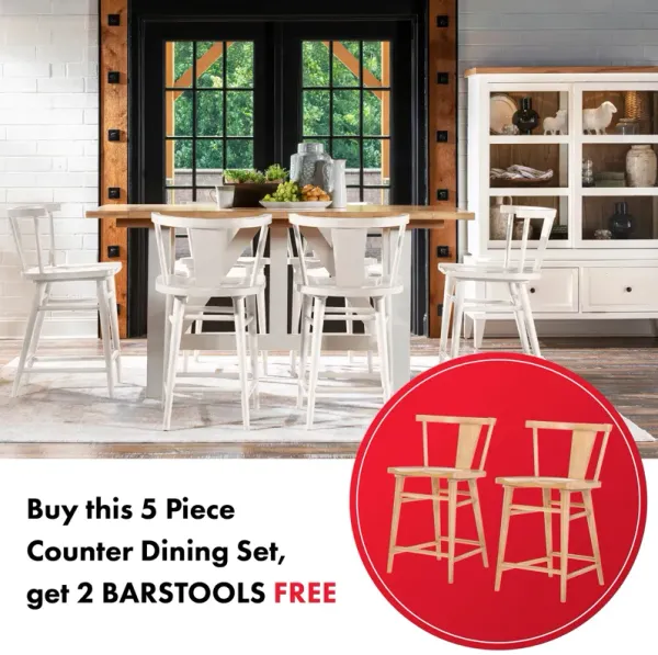 Xxx & Ooo 5-Piece Counter Height Dining Set With 2 Free Barstools