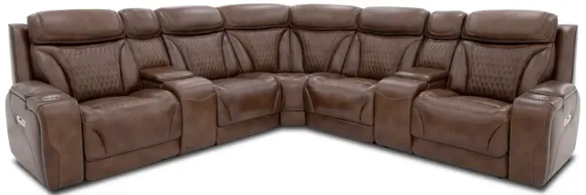 Durante 7Pc Leather Reclining Sectional With Heat And Massage