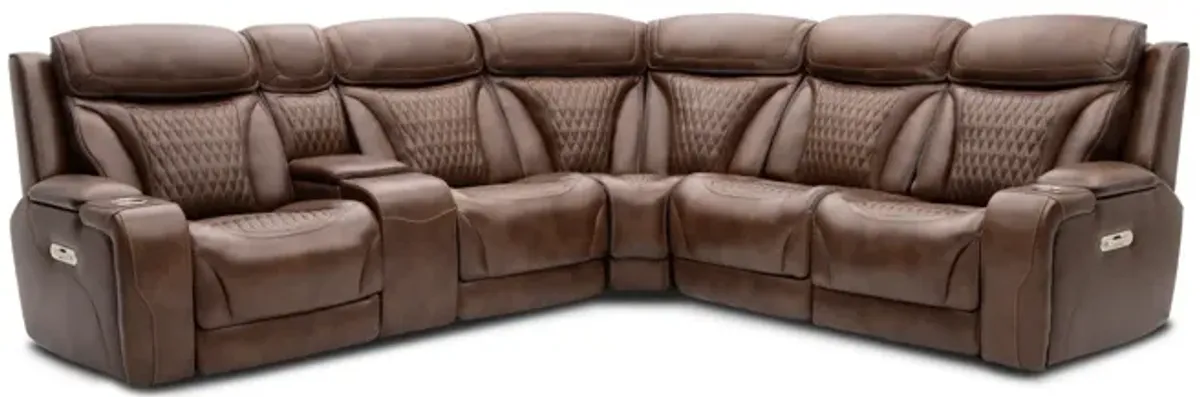 Durante 6Pc Leather Reclining Sectional With Heat And Massage