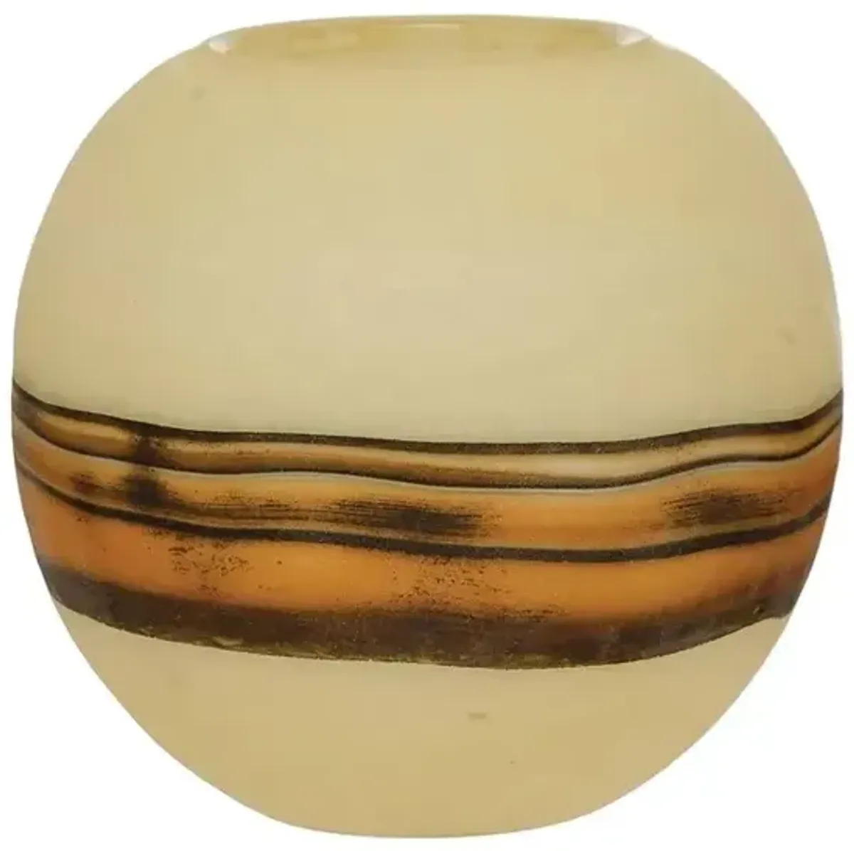 Hand-Blown Frosted Art Glass Vase with Multi Color Stripe