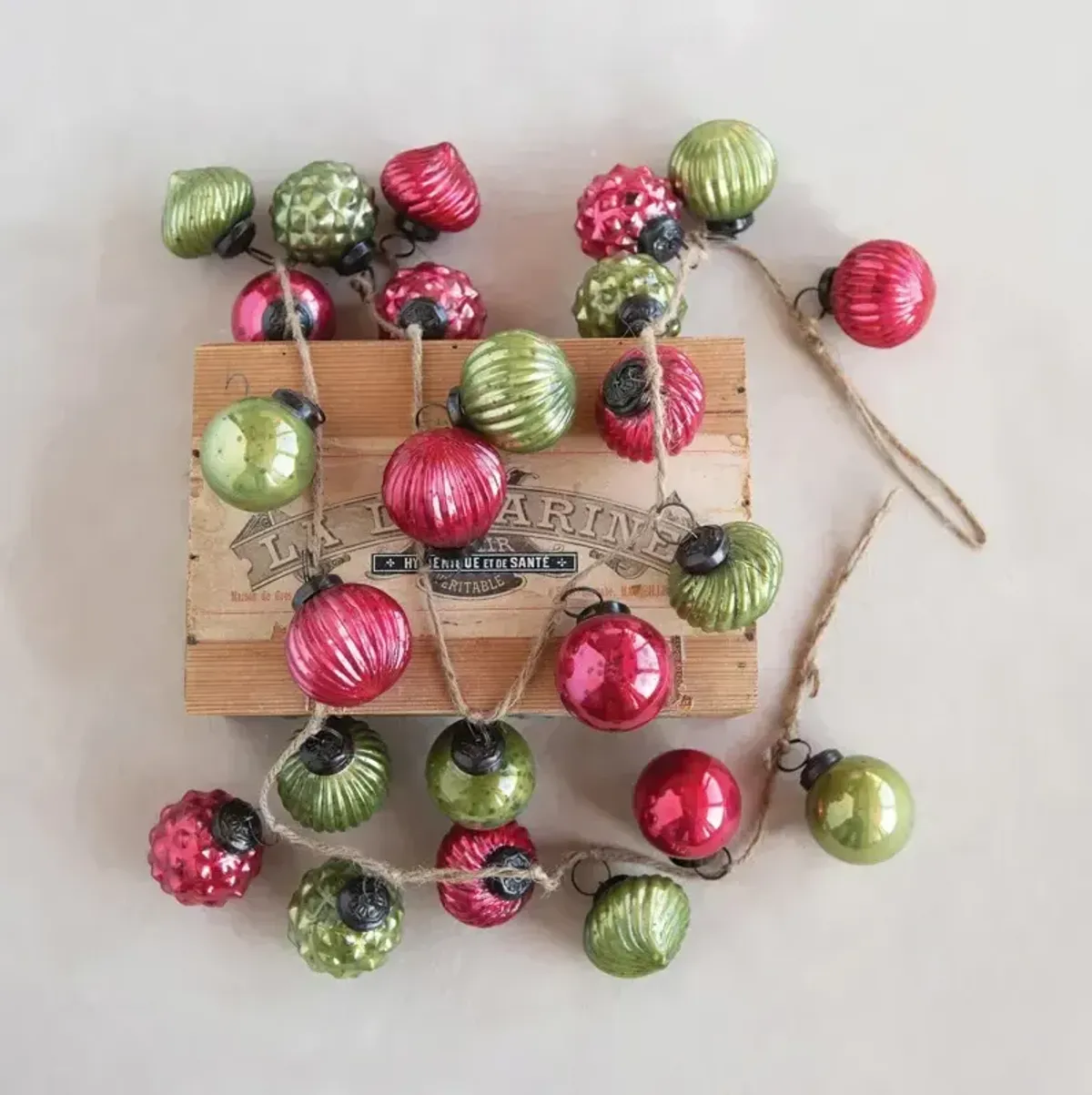 Embossed Mercury Glass Ball Ornament Garland