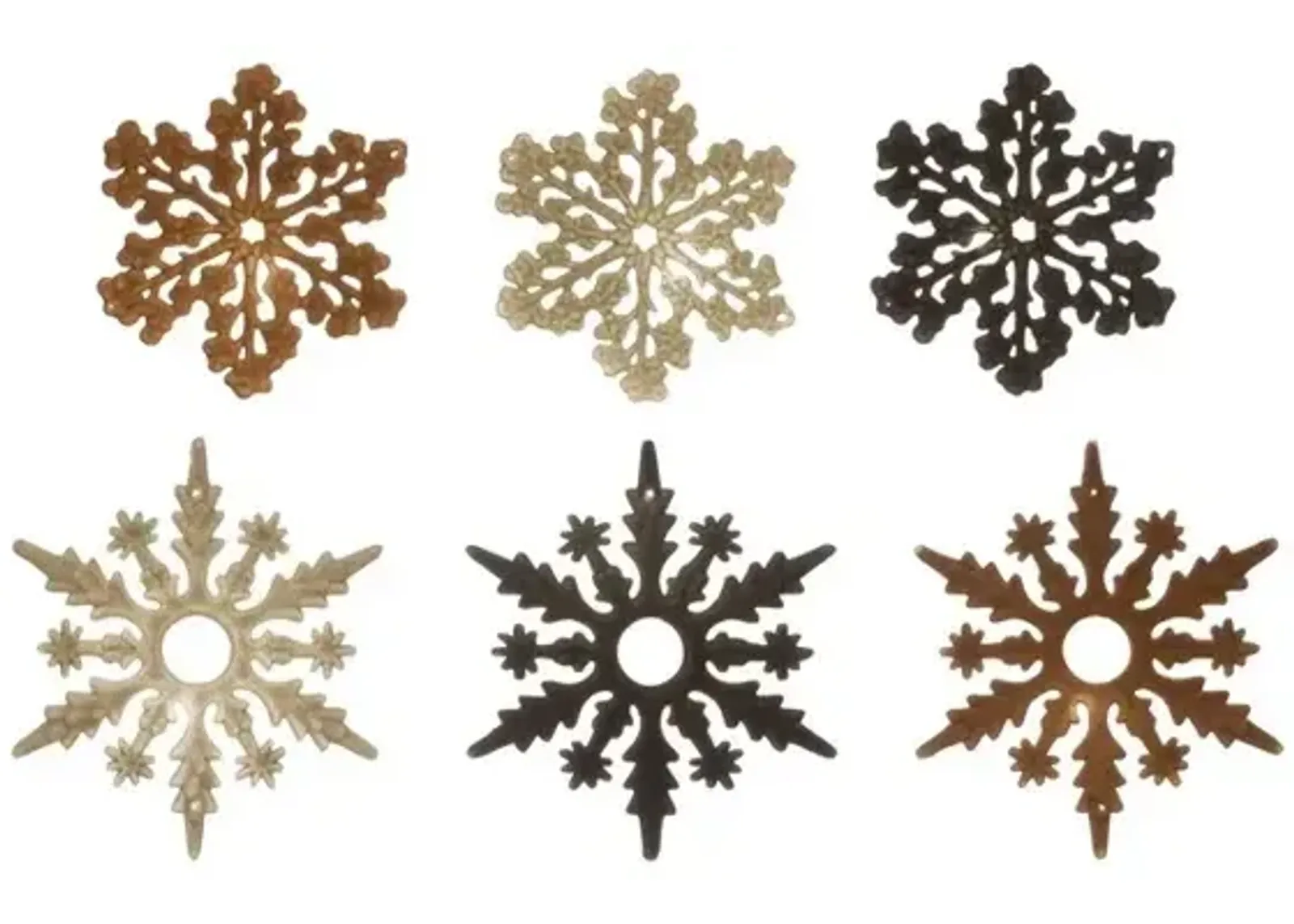 4-1/2"H - 5-1/2"H Flocked Snowflake Ornament, 2 Styles, 3 Colors