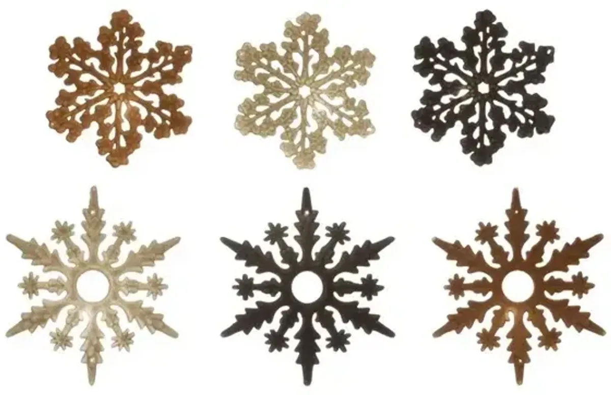 4-1/2"H - 5-1/2"H Flocked Snowflake Ornament, 2 Styles, 3 Colors