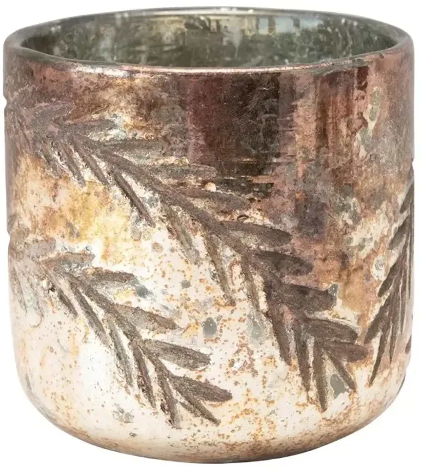 Glass Tealight Holder with Etched Branches