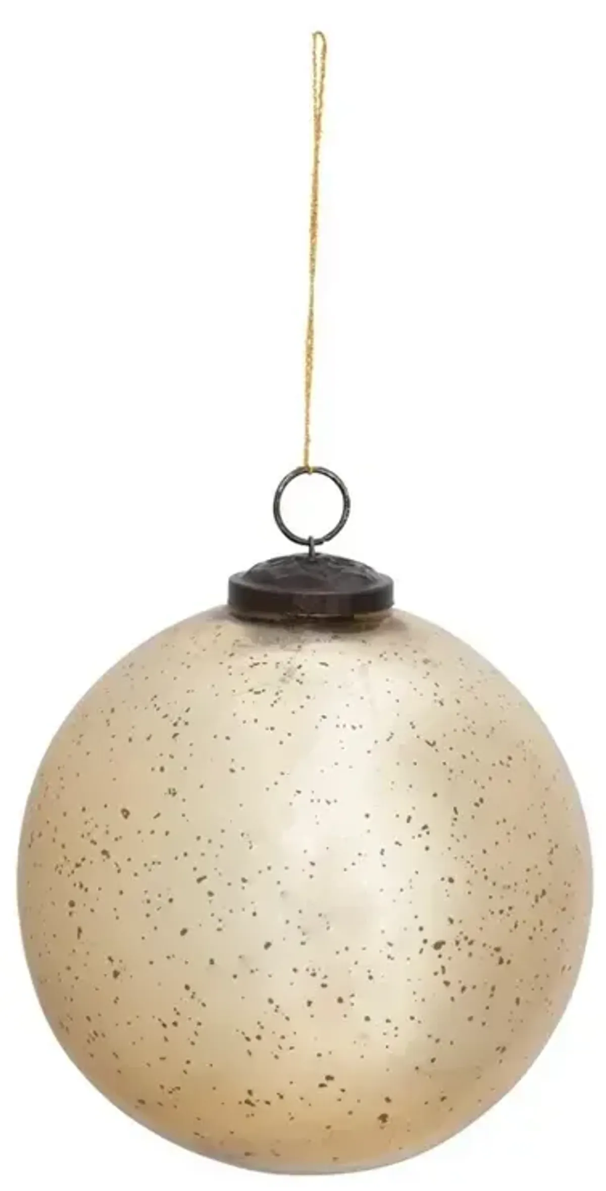 5" Round Mercury Glass Ball Ornament, Gold Finish