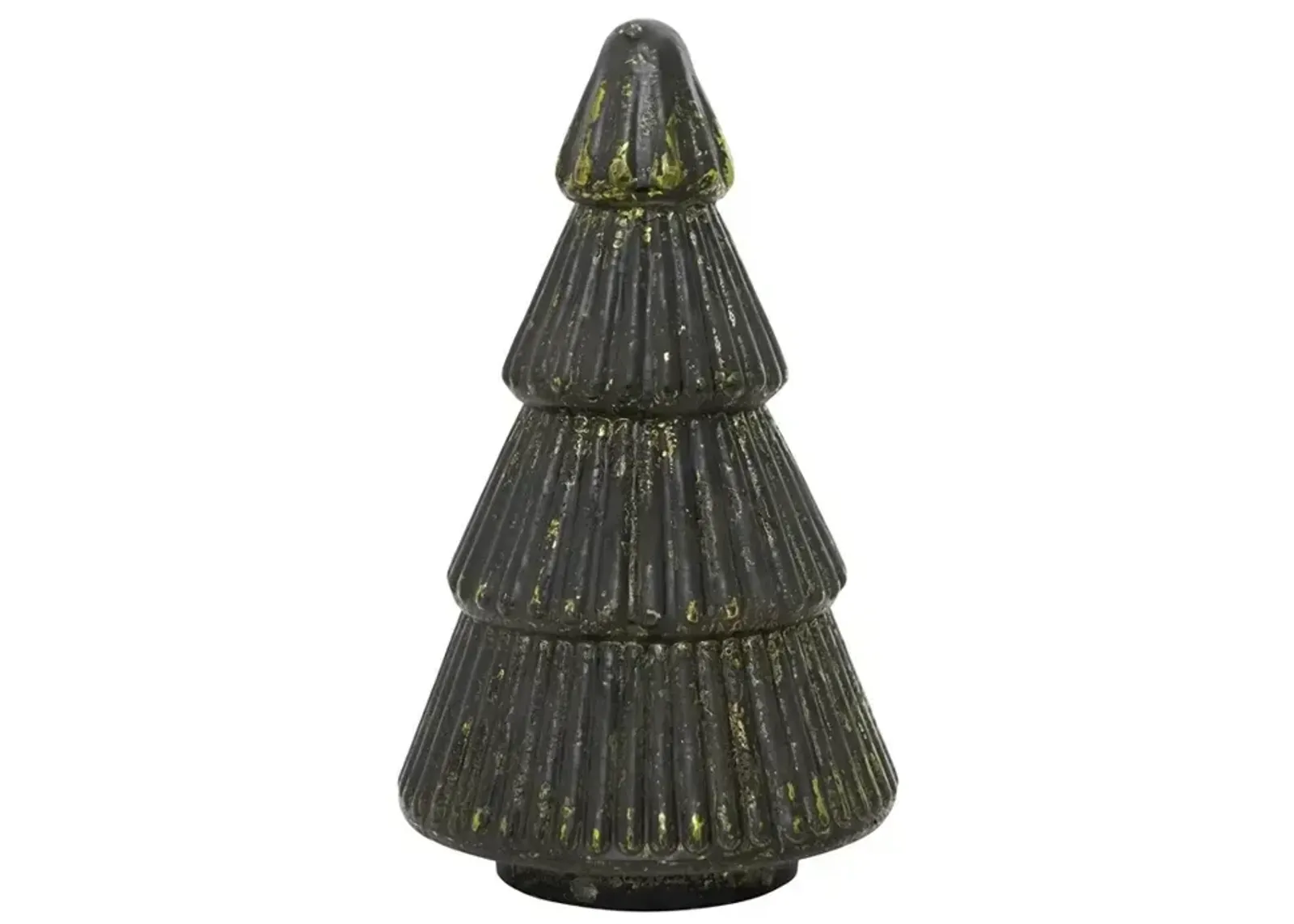 5" Round x 8-1/4"H Embossed Mercury Glass Tree, Green