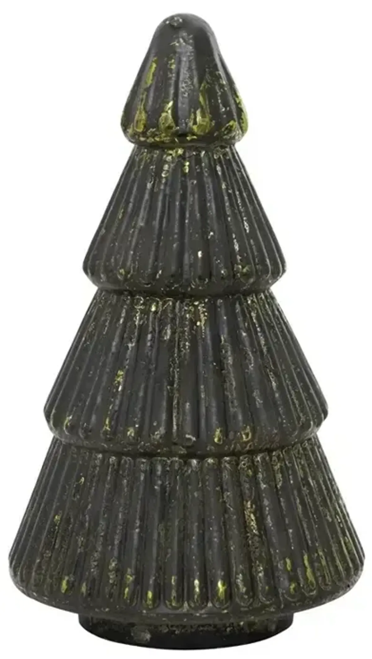 5" Round x 8-1/4"H Embossed Mercury Glass Tree, Green